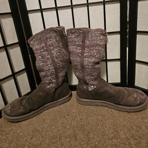 UGG‎ Camaya Charcoal Sequin Knit Boots Size 9